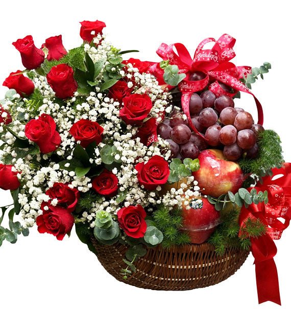 Valentine's Floral Kiss Fruit Basket Vietnam