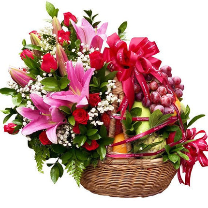 Valentine's Love Blooms Fruit Basket Vietnam