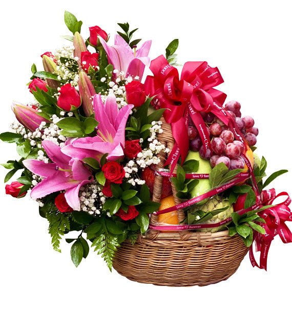 Valentine's Love Blooms Fruit Basket Vietnam