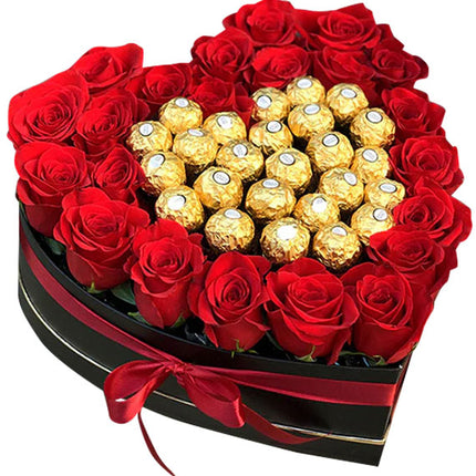 Valentine's Roses & Chocolate Heart Box Vietnam