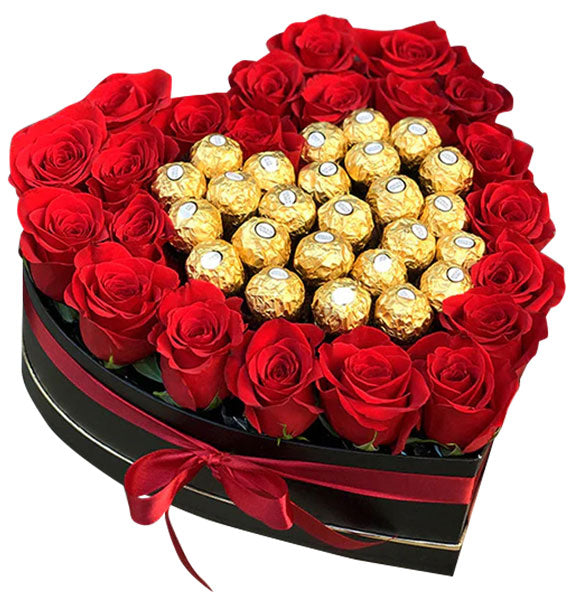Valentine's Roses & Chocolate Heart Box Vietnam
