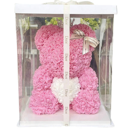 Waxed Pink Roses Bear Vietnamese Women's Day