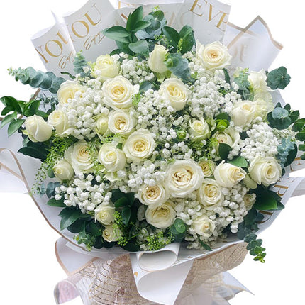 White Rose Bouquet For Teacher’s Day Vietnam