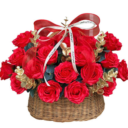 Women’s Day Red Waxed Rose Basket Vietnam