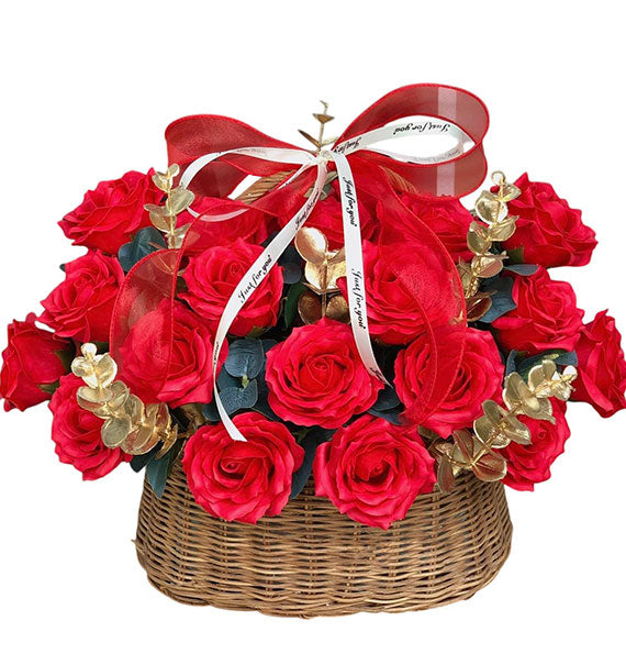 Women’s Day Red Waxed Rose Basket Vietnam