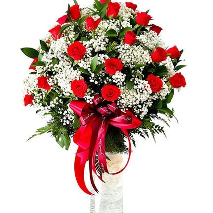 Xmas Red Rose In Vase Vietnam
