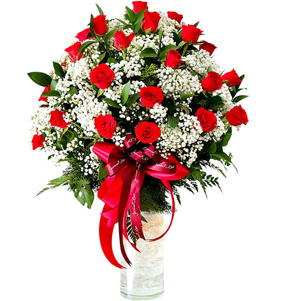 Xmas Red Rose In Vase Vietnam