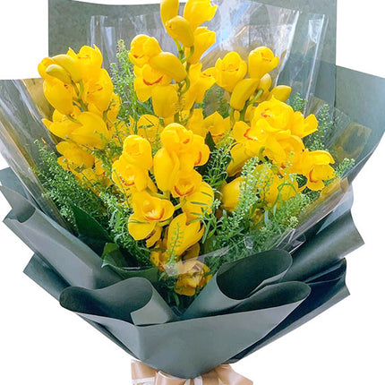 Yellow Orchid Cymbidium Bouquet Vietnam