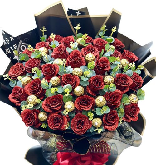 special artificial roses and chocolate for mom