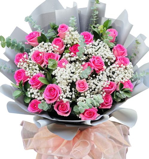 24 pink roses valentine vietnam 01