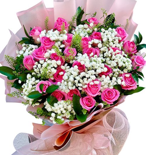 24 pink roses womens day vietnam