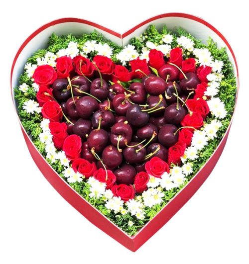 cherries and roses heart box