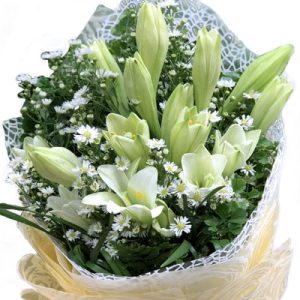 Sympathy Bouquet White Lilies