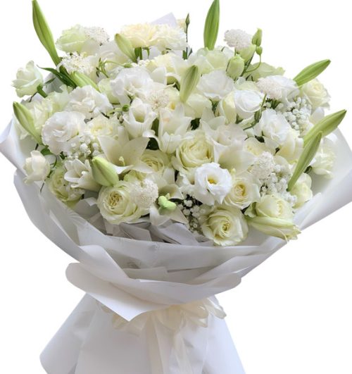 sympathy bouquet rose lilies